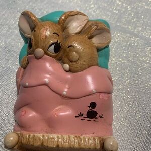 Adorable rabbit  Figurine with Pink Blanket